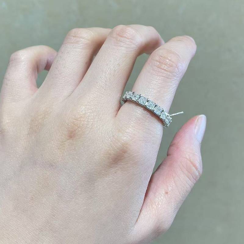 3.0 Ascher lined ring S925 silver plated platinum women's ring custom selection, secondary stone moissanite diamond 3.15ct